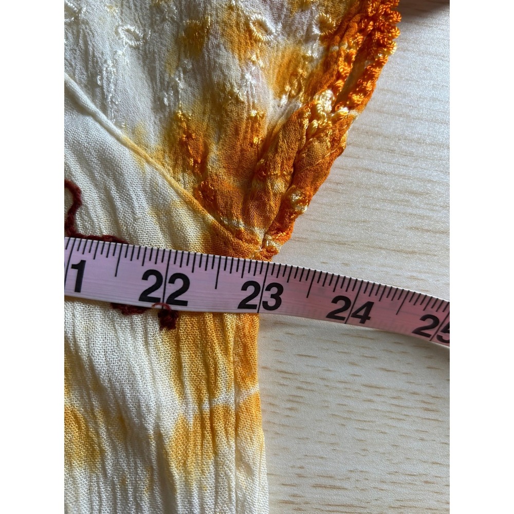NF Free size Dress Womens Orange Tie Dye Embroidered Boho whimsy festival summer - Picture 7 of 9